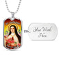 St. Therese Catholic Necklace Stainless Steel or 18k Gold Dog Tag 24" Chain-Express Your Love Gifts