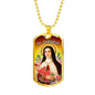 St. Therese Catholic Necklace Stainless Steel or 18k Gold Dog Tag 24" Chain-Express Your Love Gifts