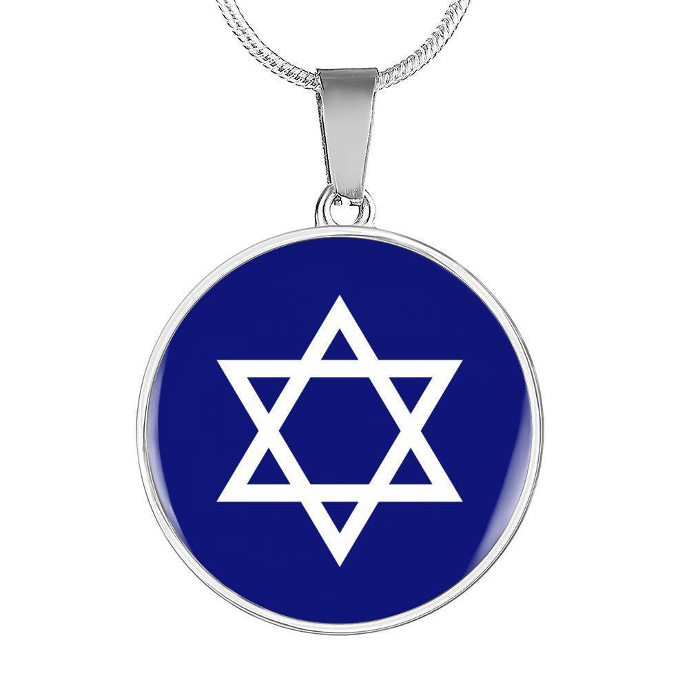 Star Of David Circle Necklace Stainless Steel or 18k Gold 18-22"-Express Your Love Gifts