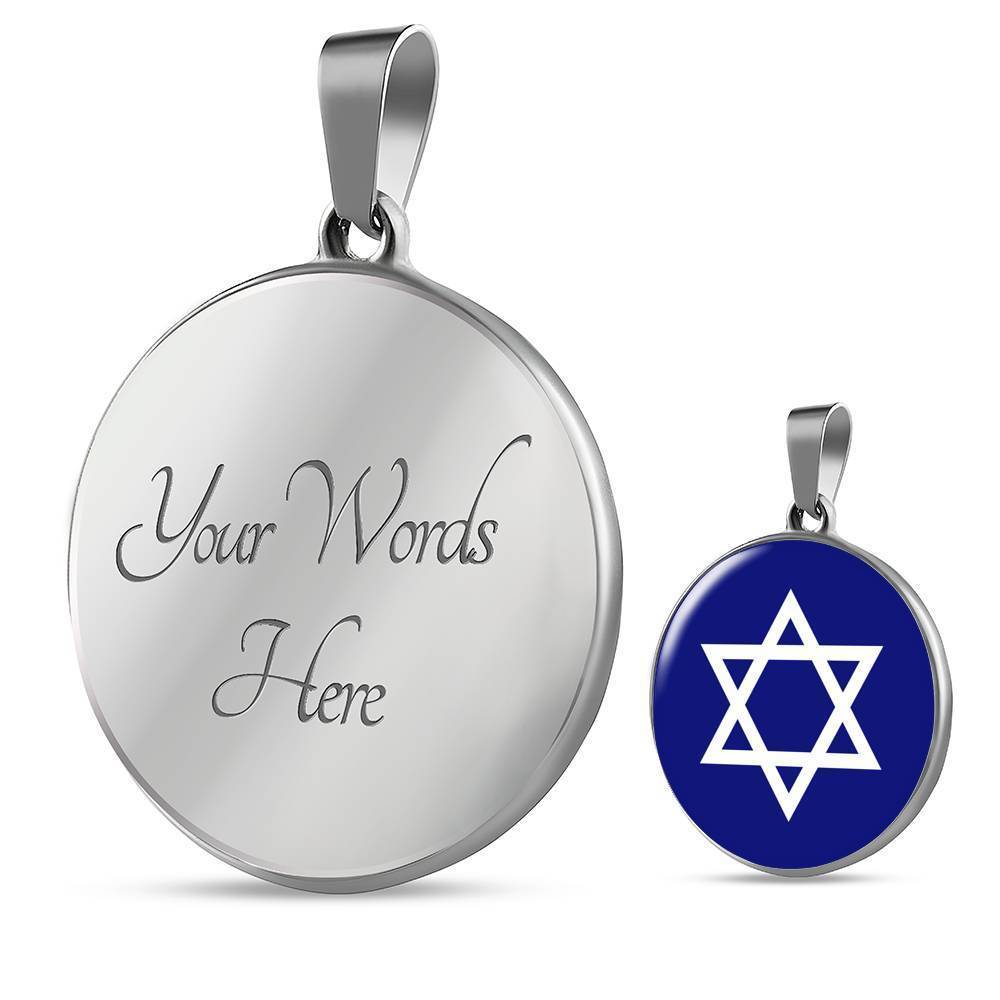 Star Of David Circle Necklace Stainless Steel or 18k Gold 18-22"-Express Your Love Gifts