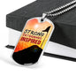 Strong Determined Inspired Necklace Stainless Steel or 18k Gold Dog Tag 24" Chain-Express Your Love Gifts