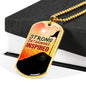 Strong Determined Inspired Necklace Stainless Steel or 18k Gold Dog Tag 24" Chain-Express Your Love Gifts