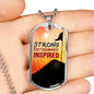 Strong Determined Inspired Necklace Stainless Steel or 18k Gold Dog Tag 24" Chain-Express Your Love Gifts