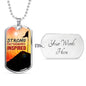 Strong Determined Inspired Necklace Stainless Steel or 18k Gold Dog Tag 24" Chain-Express Your Love Gifts
