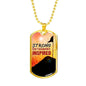 Strong Determined Inspired Necklace Stainless Steel or 18k Gold Dog Tag 24" Chain-Express Your Love Gifts