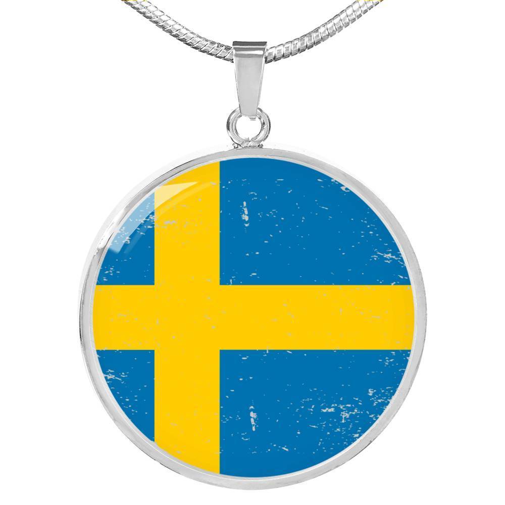 Sweden Flag Necklace Sweden Flag Stainless Steel or 18k Gold 18-22" - Express Your Love Gifts