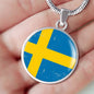 Sweden Flag Necklace Sweden Flag Stainless Steel or 18k Gold 18-22" - Express Your Love Gifts