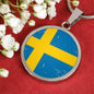 Sweden Flag Necklace Sweden Flag Stainless Steel or 18k Gold 18-22" - Express Your Love Gifts