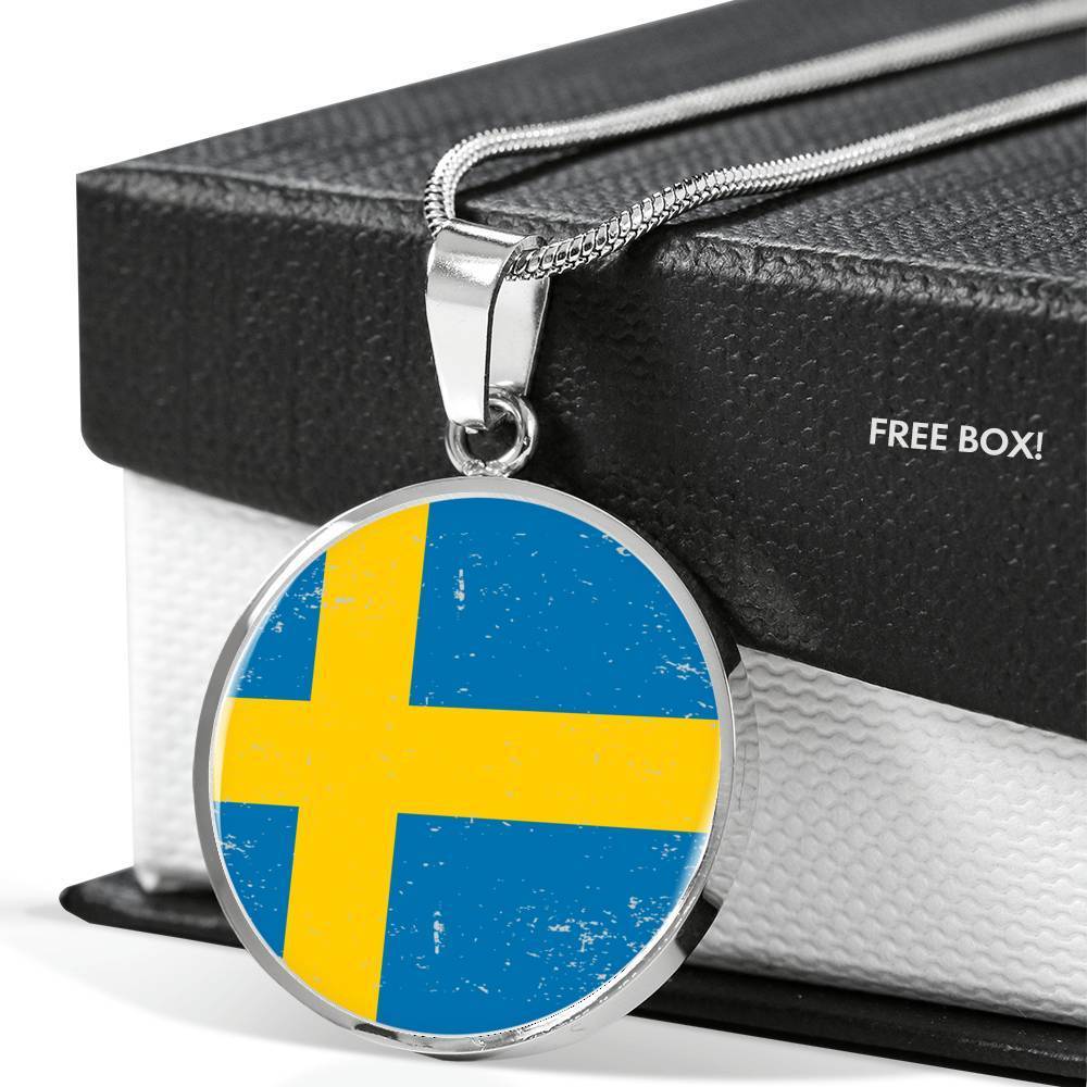 Sweden Flag Necklace Sweden Flag Stainless Steel or 18k Gold 18-22" - Express Your Love Gifts