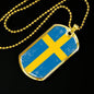 Sweden Flag Necklace Sweden Flag Stainless Steel or 18k Gold Dog Tag 24"-Express Your Love Gifts