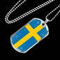 Sweden Flag Necklace Sweden Flag Stainless Steel or 18k Gold Dog Tag 24"-Express Your Love Gifts