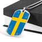 Sweden Flag Necklace Sweden Flag Stainless Steel or 18k Gold Dog Tag 24"-Express Your Love Gifts