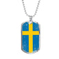 Sweden Flag Necklace Sweden Flag Stainless Steel or 18k Gold Dog Tag 24"-Express Your Love Gifts