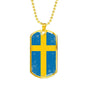 Sweden Flag Necklace Sweden Flag Stainless Steel or 18k Gold Dog Tag 24"-Express Your Love Gifts