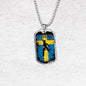 Sweden Futbol/Soccer & Flag Necklace Stainless Steel or 18k Gold Dog Tag 24" Chain-Express Your Love Gifts