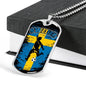 Sweden Futbol/Soccer & Flag Necklace Stainless Steel or 18k Gold Dog Tag 24" Chain-Express Your Love Gifts