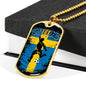 Sweden Futbol/Soccer & Flag Necklace Stainless Steel or 18k Gold Dog Tag 24" Chain-Express Your Love Gifts