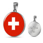 Switzerland Flag Necklace Switzerland Flag Stainless Steel or 18k Gold 18-22" - Express Your Love Gifts