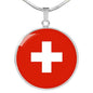 Switzerland Flag Necklace Switzerland Flag Stainless Steel or 18k Gold 18-22" - Express Your Love Gifts