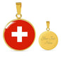 Switzerland Flag Necklace Switzerland Flag Stainless Steel or 18k Gold 18-22" - Express Your Love Gifts