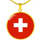 Switzerland Flag Necklace Switzerland Flag Stainless Steel or 18k Gold 18-22" - Express Your Love Gifts