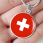 Switzerland Flag Necklace Switzerland Flag Stainless Steel or 18k Gold 18-22" - Express Your Love Gifts