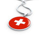 Switzerland Flag Necklace Switzerland Flag Stainless Steel or 18k Gold 18-22" - Express Your Love Gifts