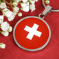 Switzerland Flag Necklace Switzerland Flag Stainless Steel or 18k Gold 18-22" - Express Your Love Gifts