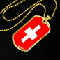 Switzerland Flag Necklace Switzerland Flag Stainless Steel or 18k Gold Dog Tag 24" - Express Your Love Gifts