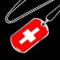 Switzerland Flag Necklace Switzerland Flag Stainless Steel or 18k Gold Dog Tag 24" - Express Your Love Gifts
