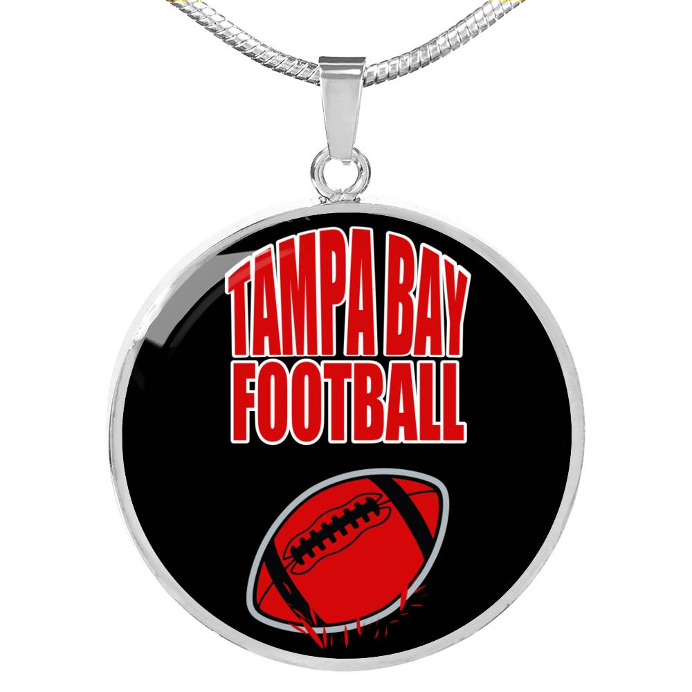 Tampa Bay Circle Pendant Football Fan Necklace Stainless Steel or 18k Gold 18-22" - Express Your Love Gifts
