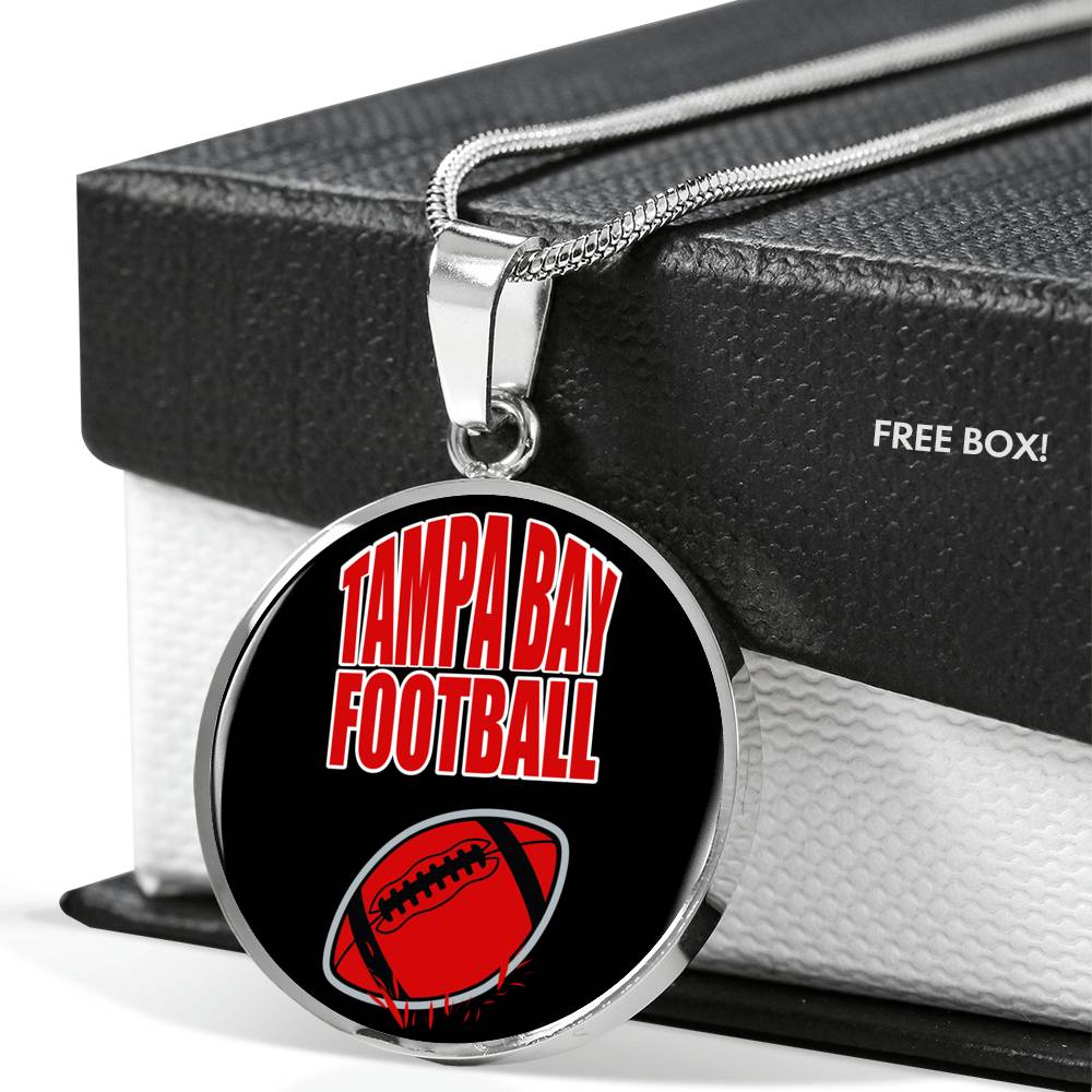 Tampa Bay Circle Pendant Football Fan Necklace Stainless Steel or 18k Gold 18-22" - Express Your Love Gifts