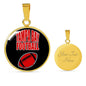 Tampa Bay Circle Pendant Football Fan Necklace Stainless Steel or 18k Gold 18-22" - Express Your Love Gifts