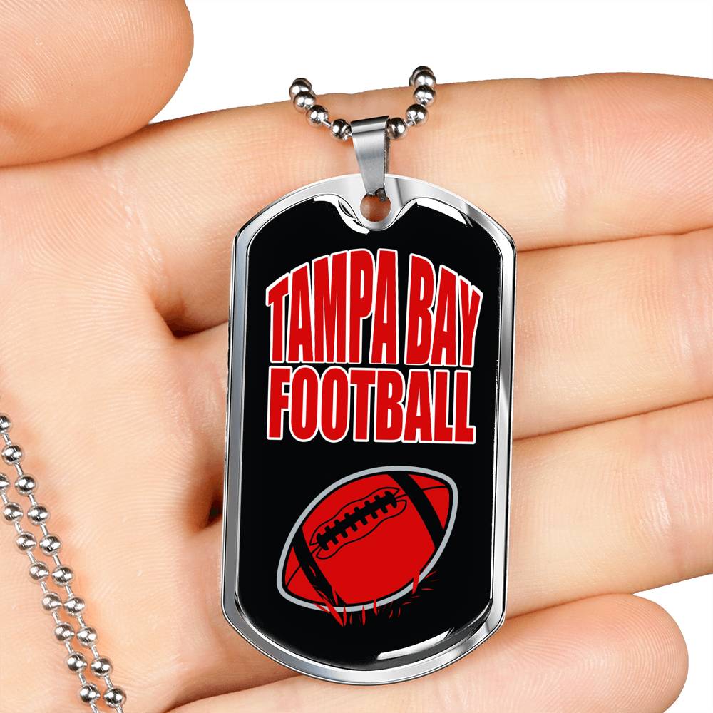 Tampa Bay Fan Necklace Dog Tag Stainless Steel or 18k Gold 24" Chain - Express Your Love Gifts