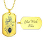 Taurus Constellation Horoscope Zodiac Dog Tag Stainless Steel or 18k Gold 24" Chain - Express Your Love Gifts