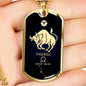 Taurus Constellation Horoscope Zodiac Necklace 18k Gold Stainless Steel Dog Tag 24"-Express Your Love Gifts