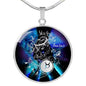 Taurus Purple Galaxy Zodiac Necklace Stainless Steel or 18k Gold Circle Pendant - Express Your Love Gifts