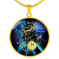 Taurus Purple Galaxy Zodiac Necklace Stainless Steel or 18k Gold Circle Pendant - Express Your Love Gifts
