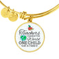 Teacher Appreciation Gift Teachers Change The World Stainless Steel or 18k Gold Circle Bangle Bracelet - Express Your Love Gifts