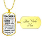 Teachers Touch Hearts Teacher Appreciation Gift Necklace Stainless Steel or 18k Gold Dog Tag 24" Chain-Express Your Love Gifts