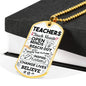 Teachers Touch Hearts Teacher Appreciation Gift Necklace Stainless Steel or 18k Gold Dog Tag 24" Chain-Express Your Love Gifts