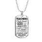 Teachers Touch Hearts Teacher Appreciation Gift Necklace Stainless Steel or 18k Gold Dog Tag 24" Chain-Express Your Love Gifts