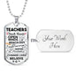 Teachers Touch Hearts Teacher Appreciation Gift Necklace Stainless Steel or 18k Gold Dog Tag 24" Chain-Express Your Love Gifts