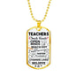 Teachers Touch Hearts Teacher Appreciation Gift Necklace Stainless Steel or 18k Gold Dog Tag 24" Chain-Express Your Love Gifts