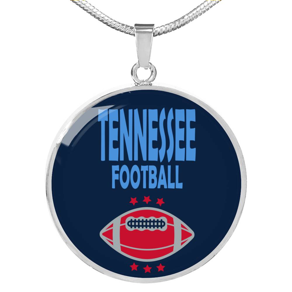 Tennessee Circle Pendant Football Fan Necklace Stainless Steel or 18k Gold 18-22" - Express Your Love Gifts