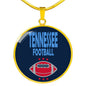 Tennessee Circle Pendant Football Fan Necklace Stainless Steel or 18k Gold 18-22" - Express Your Love Gifts
