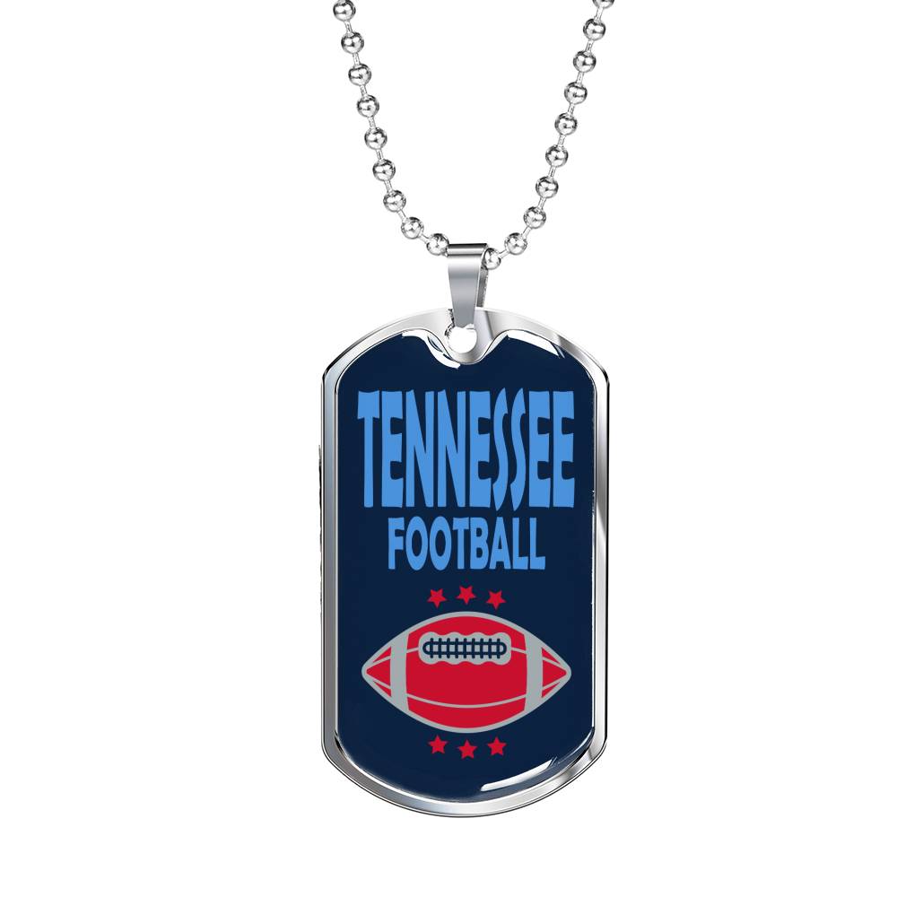 Tennessee Fan Necklace Dog Tag Stainless Steel or 18k Gold 24" Chain - Express Your Love Gifts