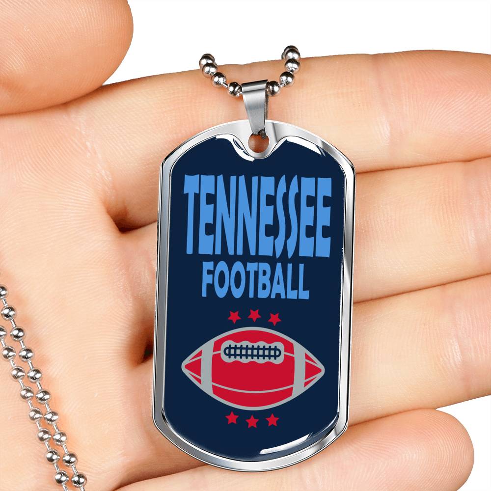 Tennessee Fan Necklace Dog Tag Stainless Steel or 18k Gold 24" Chain - Express Your Love Gifts