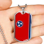 Tennessee Flag Pendant Stainless Steel or 18k Gold Dog Tag Necklace 24" Chain - Express Your Love Gifts