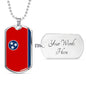 Tennessee Flag Pendant Stainless Steel or 18k Gold Dog Tag Necklace 24" Chain - Express Your Love Gifts
